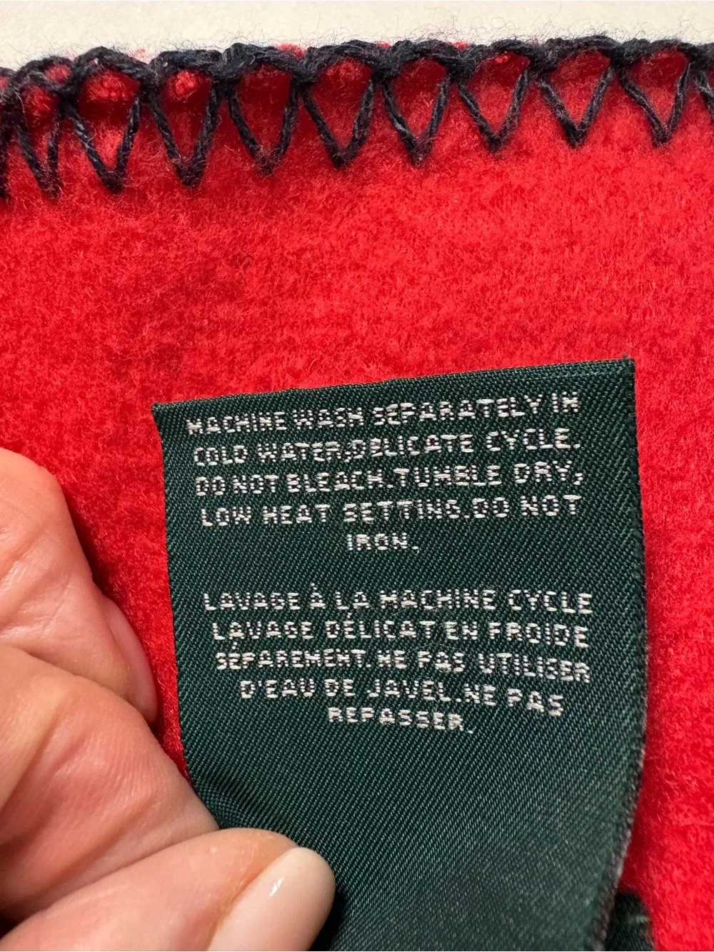 Polo Ralph Lauren Fleece  Polo Bear Red Wool Blanket with Contrast Stitching